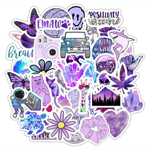 Fresh Purple Computer Water Cup Suitcase Sticker Waterproof Graffiti Helmet Sticker Wholesale-ChandeliersDecor