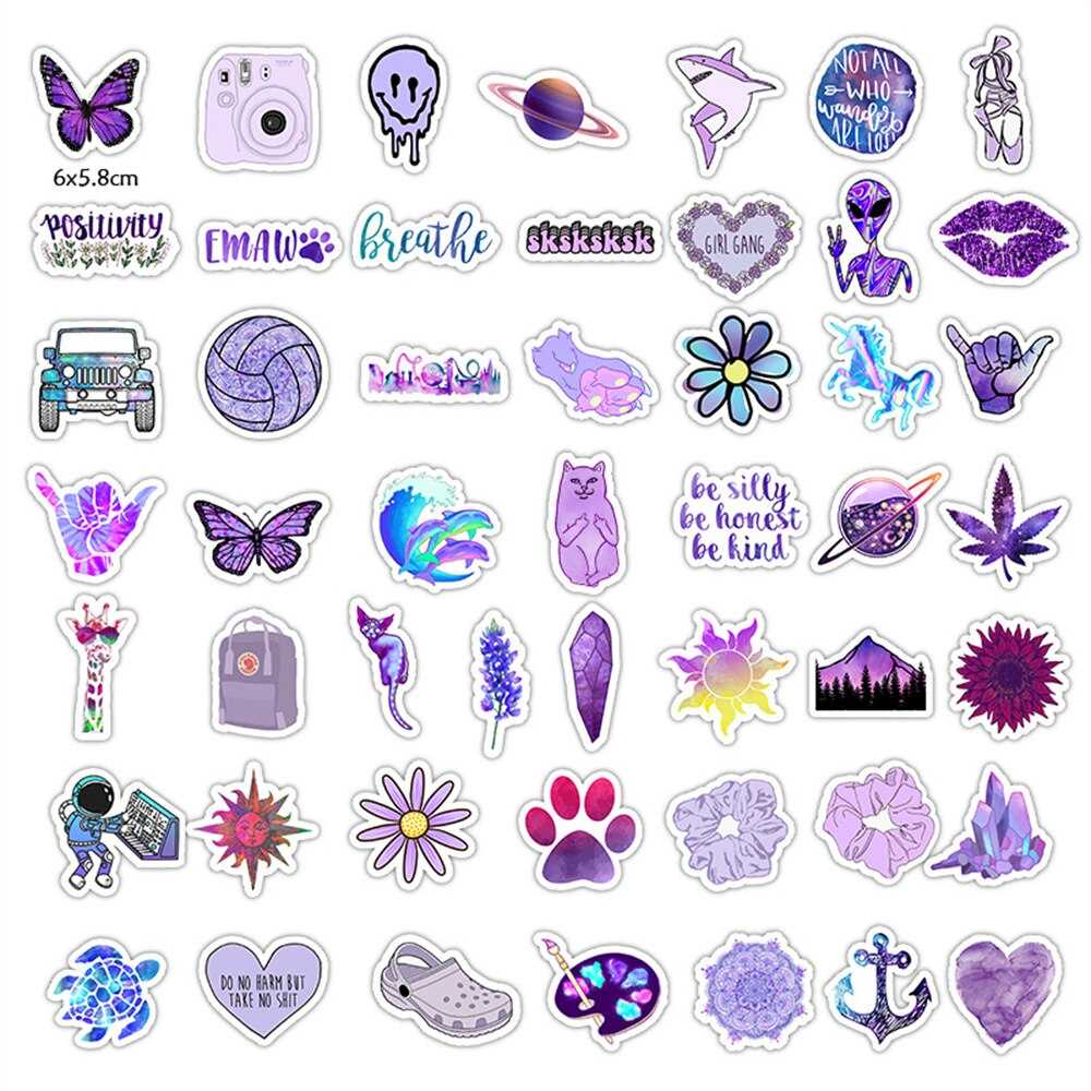 Fresh Purple Computer Water Cup Suitcase Sticker Waterproof Graffiti Helmet Sticker Wholesale-ChandeliersDecor