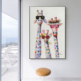 Funny Giraffe Wearing Sunglasses Canvas Wall Art-ChandeliersDecor