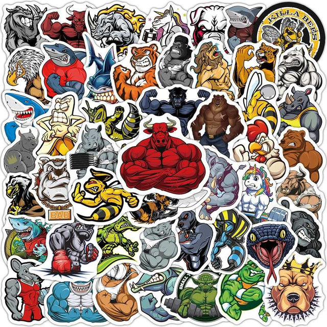 Funny Meme Muscle Animal Cartoon Stickers-ChandeliersDecor