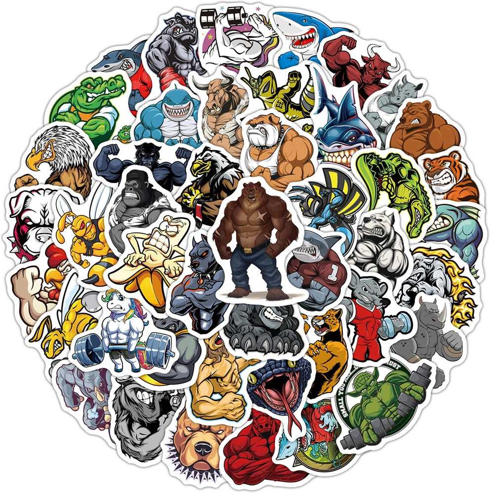 Funny Meme Muscle Animal Cartoon Stickers-ChandeliersDecor