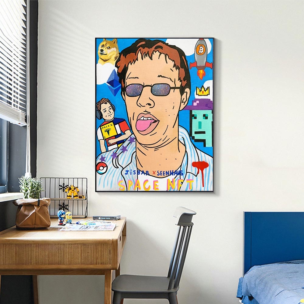 Funny Street Graffiti Art Glasses Man Canvas Wall Art-ChandeliersDecor