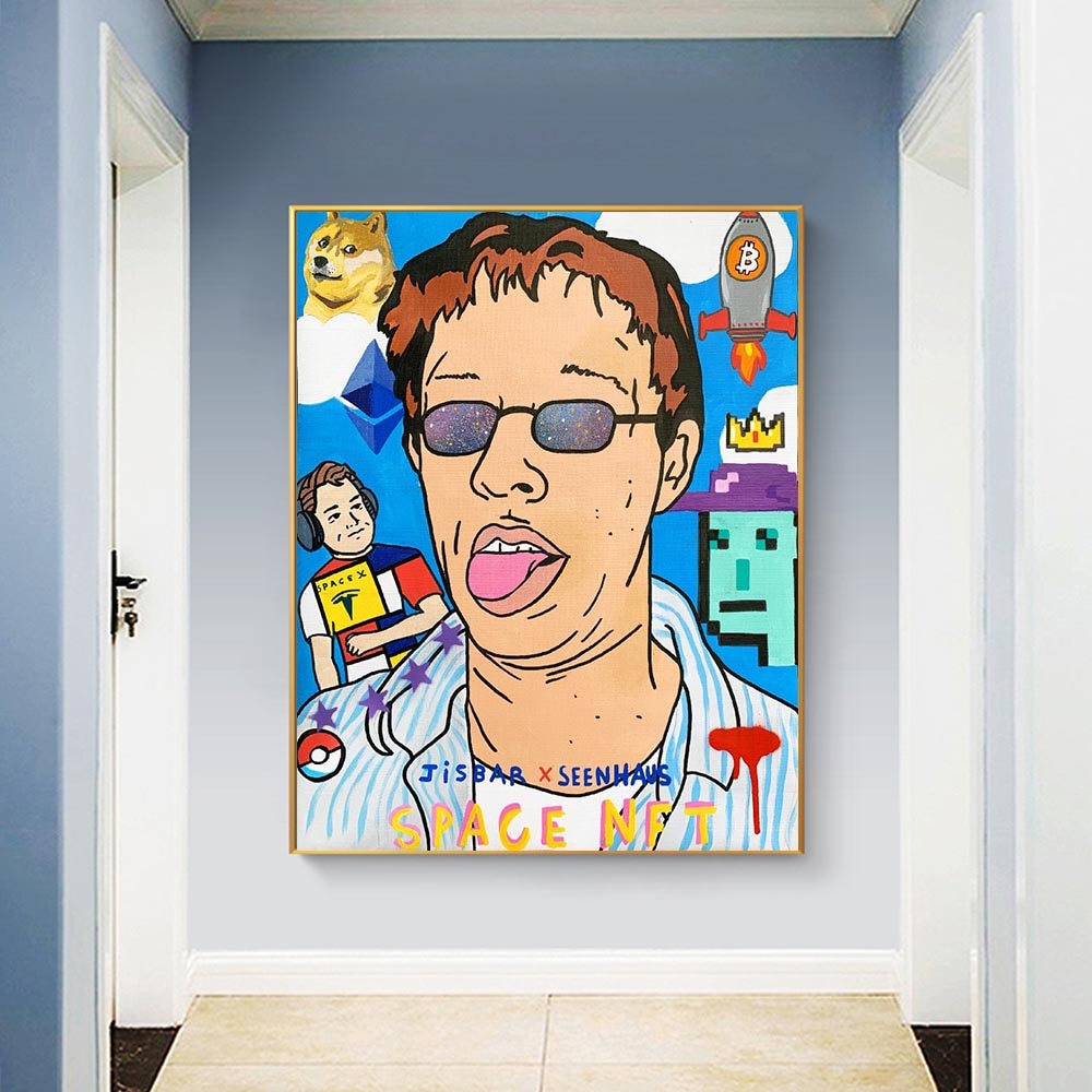 Funny Street Graffiti Art Glasses Man Canvas Wall Art-ChandeliersDecor