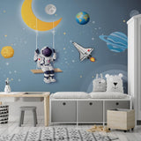 Galactic Adventures Space Rocket Wallpaper-ChandeliersDecor