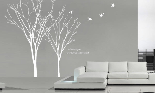 Gemini Tree with Branches Wall Decal | Large Tree Removable Wall Stickers