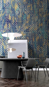 Geometric Blue Dots Luxe Wallpaper Mural-ChandeliersDecor.com