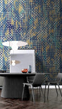 Geometric Blue Dots Luxe Wallpaper Mural-ChandeliersDecor.com