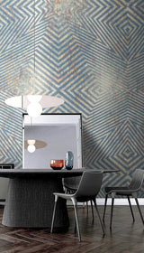 Geometric Blue Lines Wallpaper Mural-ChandeliersDecor.com