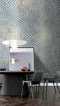 Geometric Blue Lines Wallpaper Mural-ChandeliersDecor.com