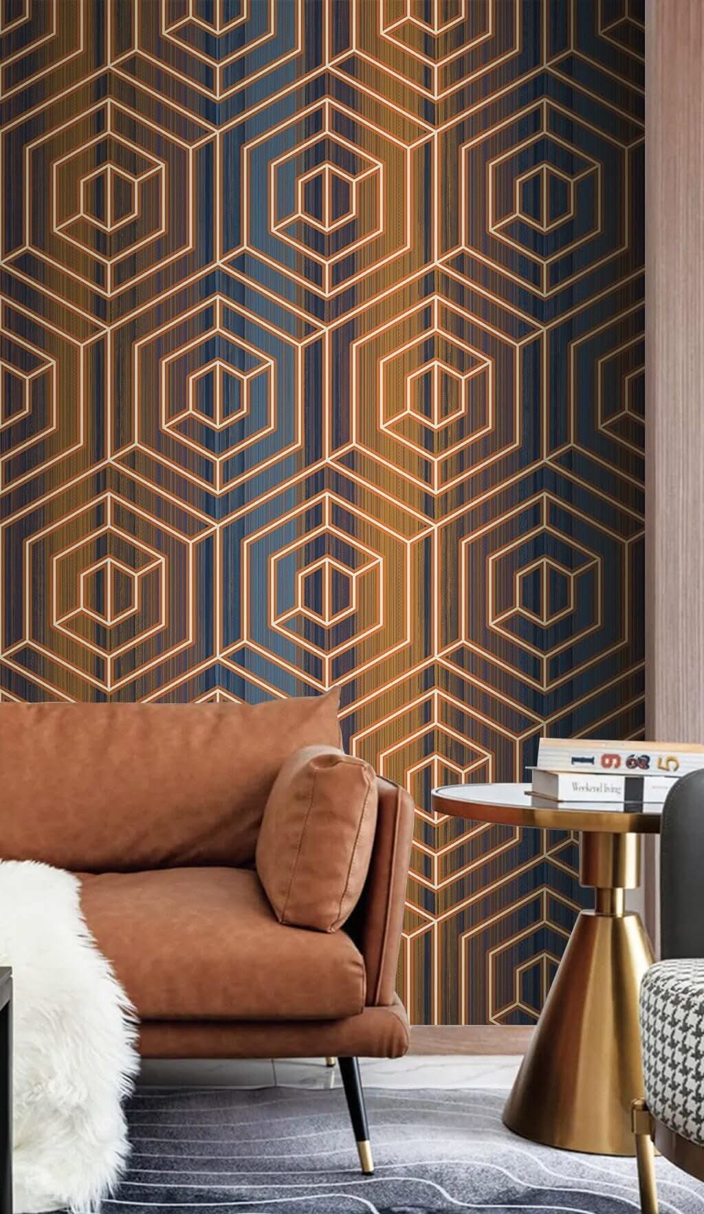 Geometric Cage Pattern Wallpaper Mural-ChandeliersDecor.com