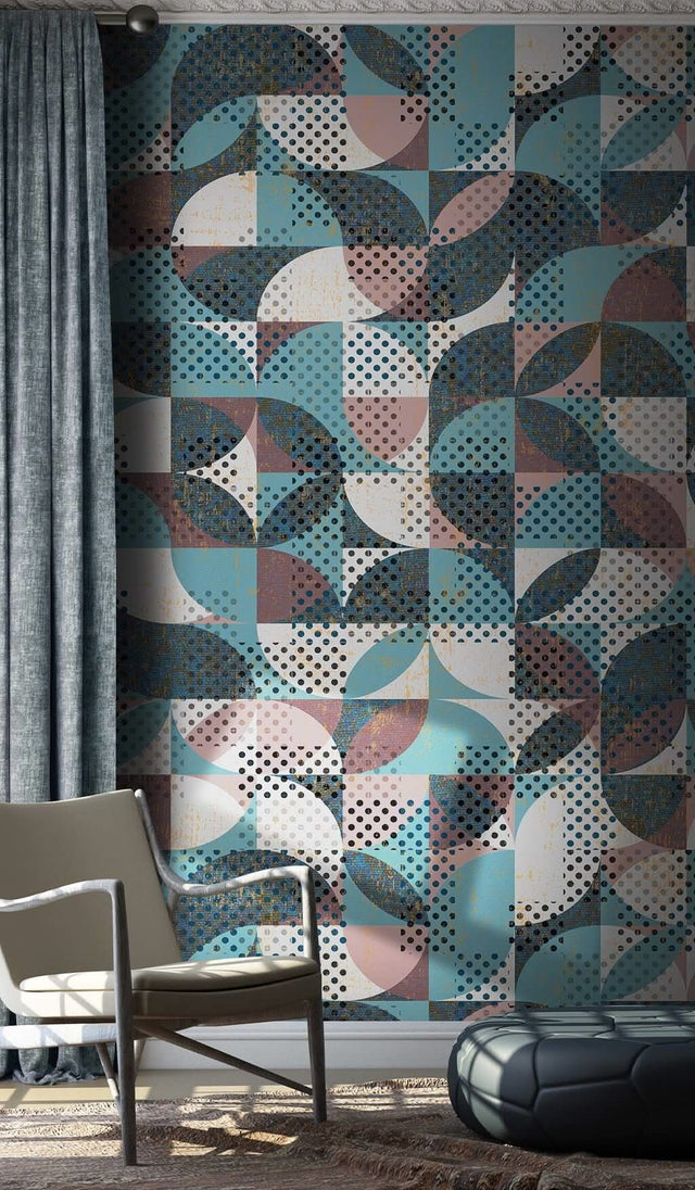 Geometric Circular Pattern Wallpaper Mural-ChandeliersDecor.com
