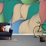 Geometric Colourful Leaf Effect Wallpaper for Home Wall Decor-ChandeliersDecor.com