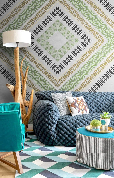 Geometric Diagnosis Wallpaper Mural-ChandeliersDecor.com
