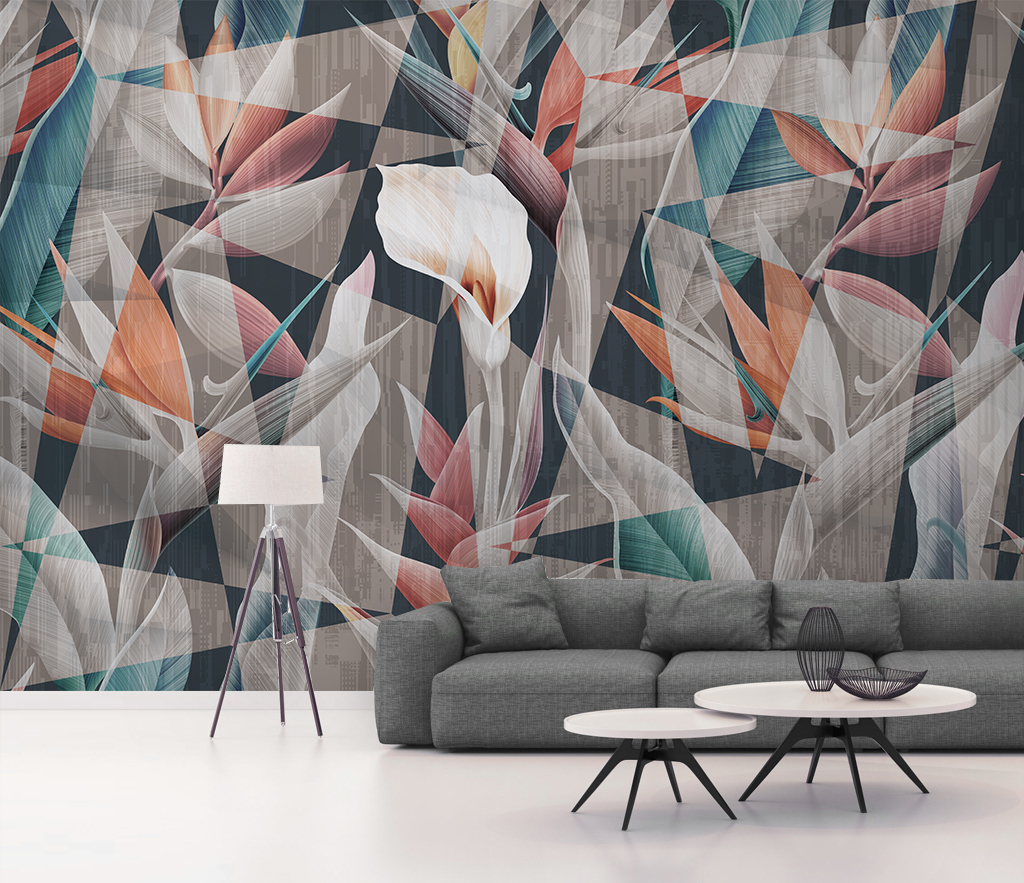 Geometric Floral Wallpaper Murals: Perfect for Modern Décor-ChandeliersDecor