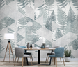 Geometric Green Leaf Pattern Wallpaper Murals-ChandeliersDecor