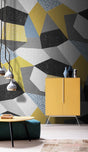 Geometric Hexagons Yellow Wallpaper Mural-ChandeliersDecor.com