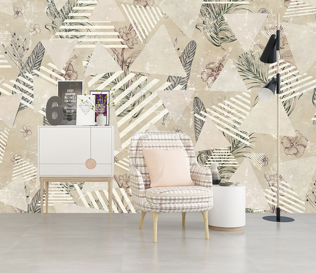 Geometric Leaf Pattern Wallpaper Murals for Wall Decor-ChandeliersDecor