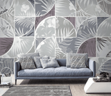 Geometric Leaf Patterned Wallpaper Murals-ChandeliersDecor.com