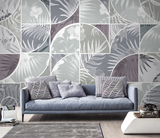 Geometric Leaf Patterned Wallpaper Murals-ChandeliersDecor