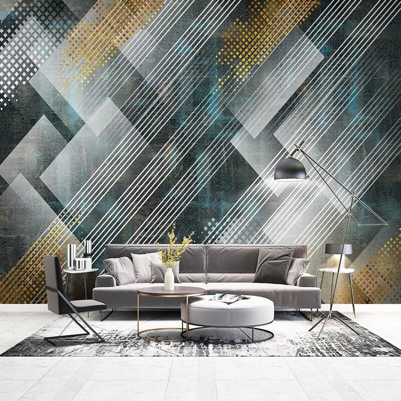 Geometric Lines Wallpaper for Home Wall Decor-ChandeliersDecor