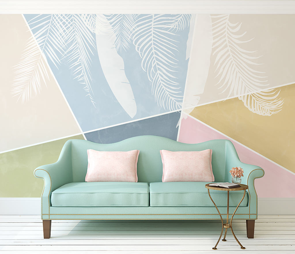 Geometric Soft Colours Wallpaper Murals-ChandeliersDecor