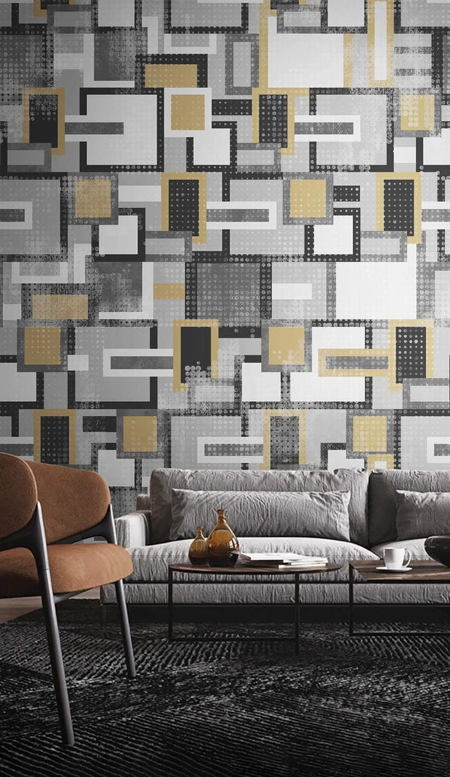Geometric Square Merger Wallpaper Mural-ChandeliersDecor.com