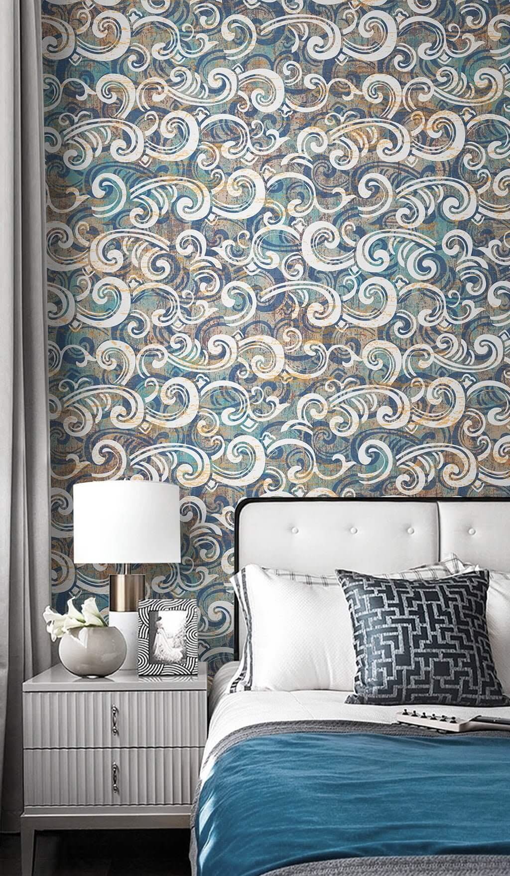 Geometric Tiny Waves Wallpaper Mural-ChandeliersDecor.com