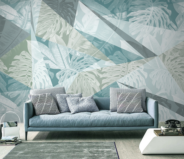 Geometric Triangular leafs Wallpaper Murals-ChandeliersDecor