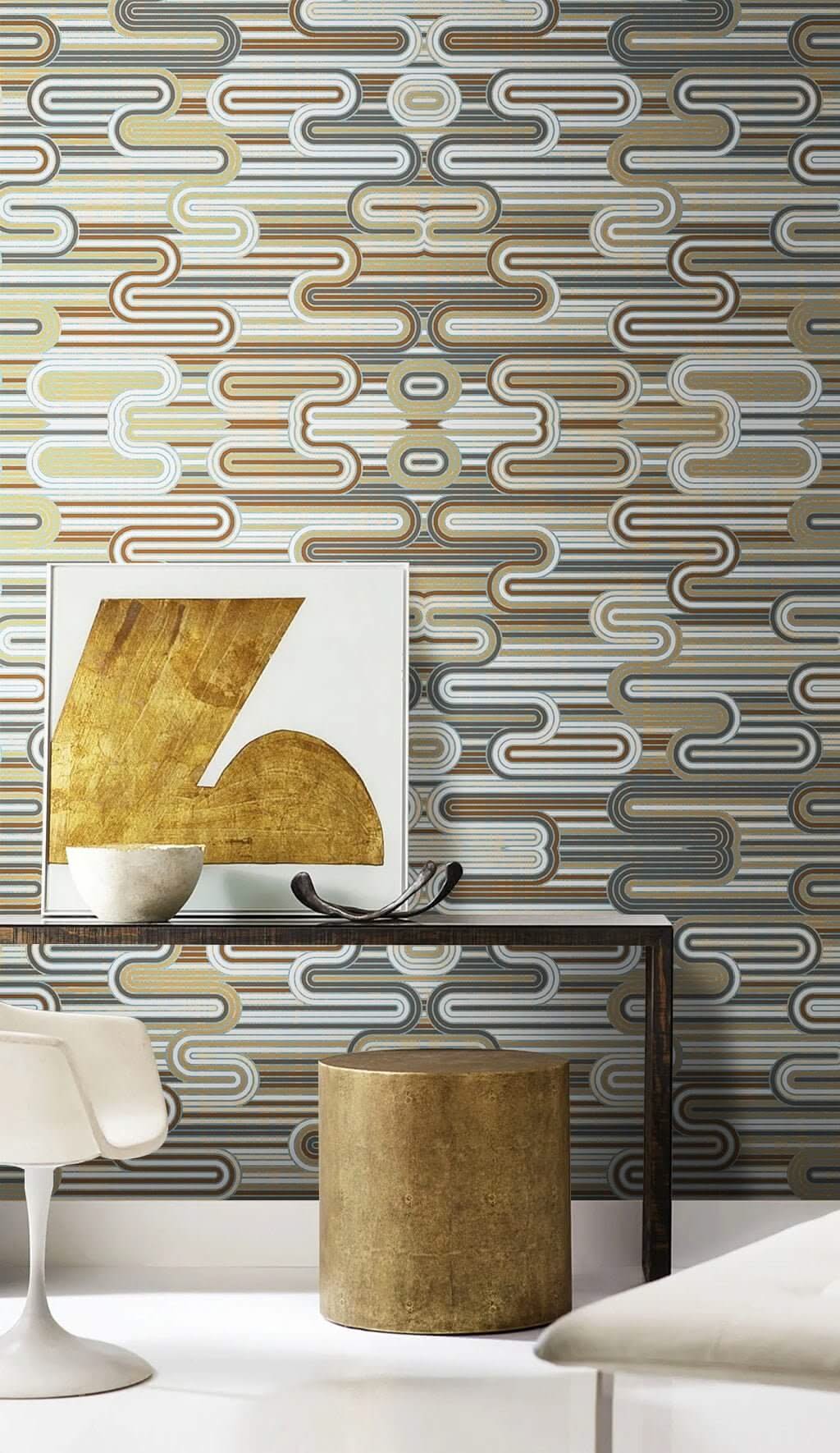 Geometric Yellow Cascade Wallpaper Mural-ChandeliersDecor.com