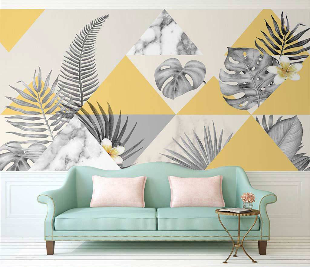 Geometric Yellows Wallpaper Murals-ChandeliersDecor