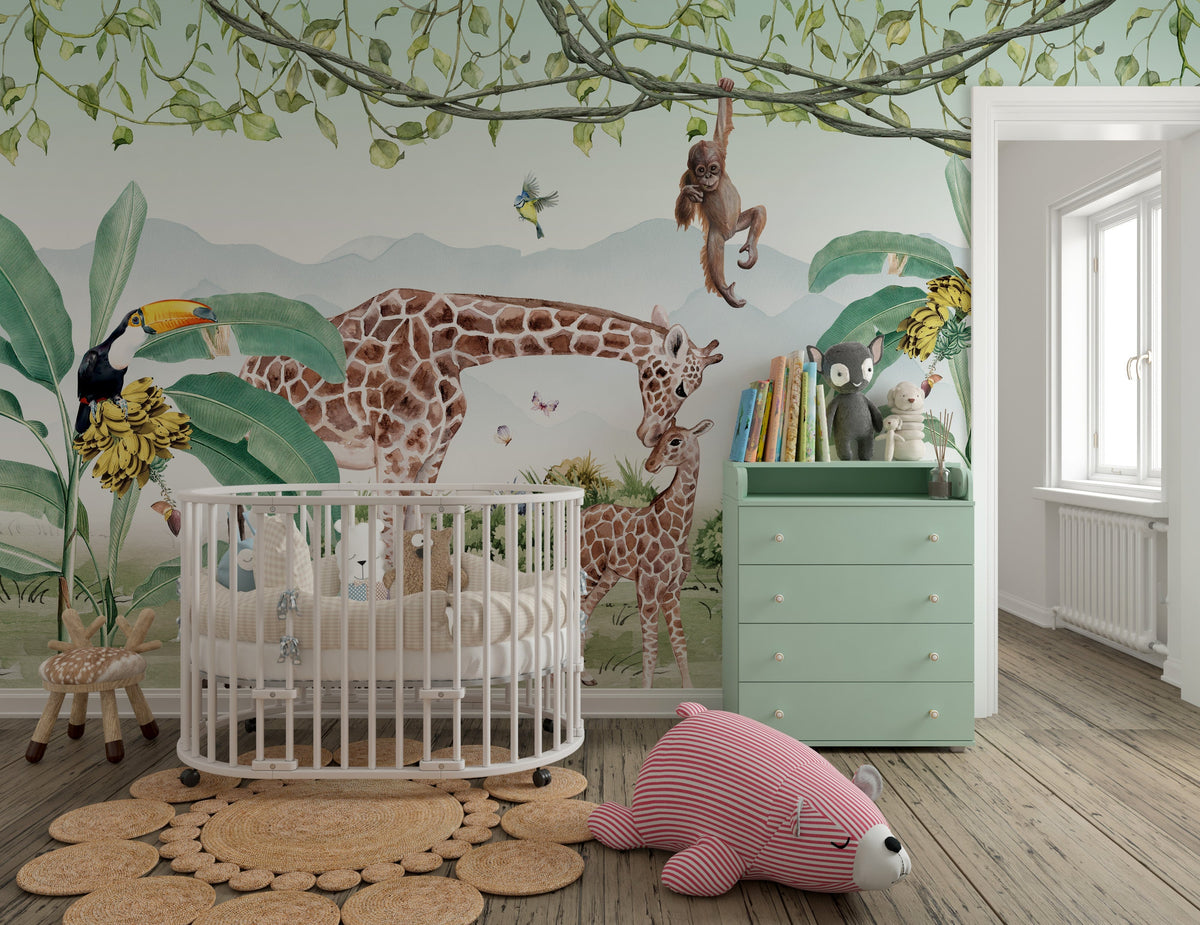 Get Mesmerized with Giraffe Love – Kids Room Wallpaper Mural-ChandeliersDecor