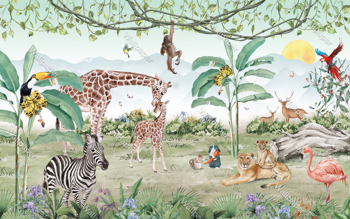 Get Mesmerized with Giraffe Love – Kids Room Wallpaper Mural-ChandeliersDecor