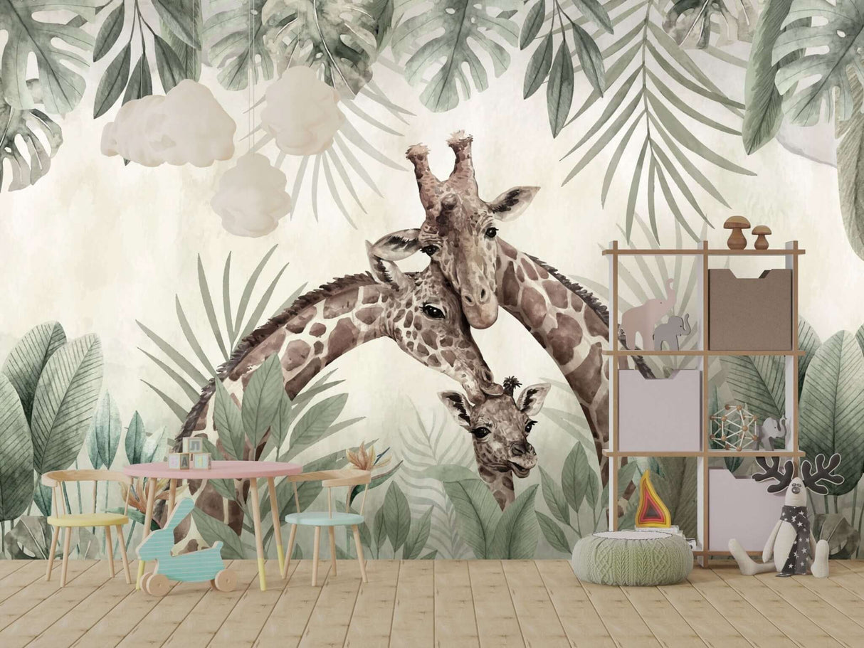 Giraffe Love Wallpaper Mural: Transform Your Space-ChandeliersDecor.com