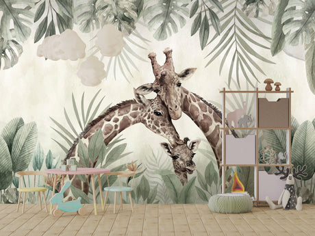 Giraffe Love Wallpaper Mural: Transform Your Space-ChandeliersDecor