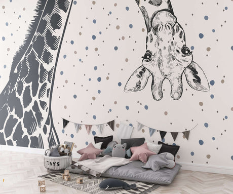 Giraffe Peek a Boo - Kids Room Wallpaper Mural-ChandeliersDecor.com