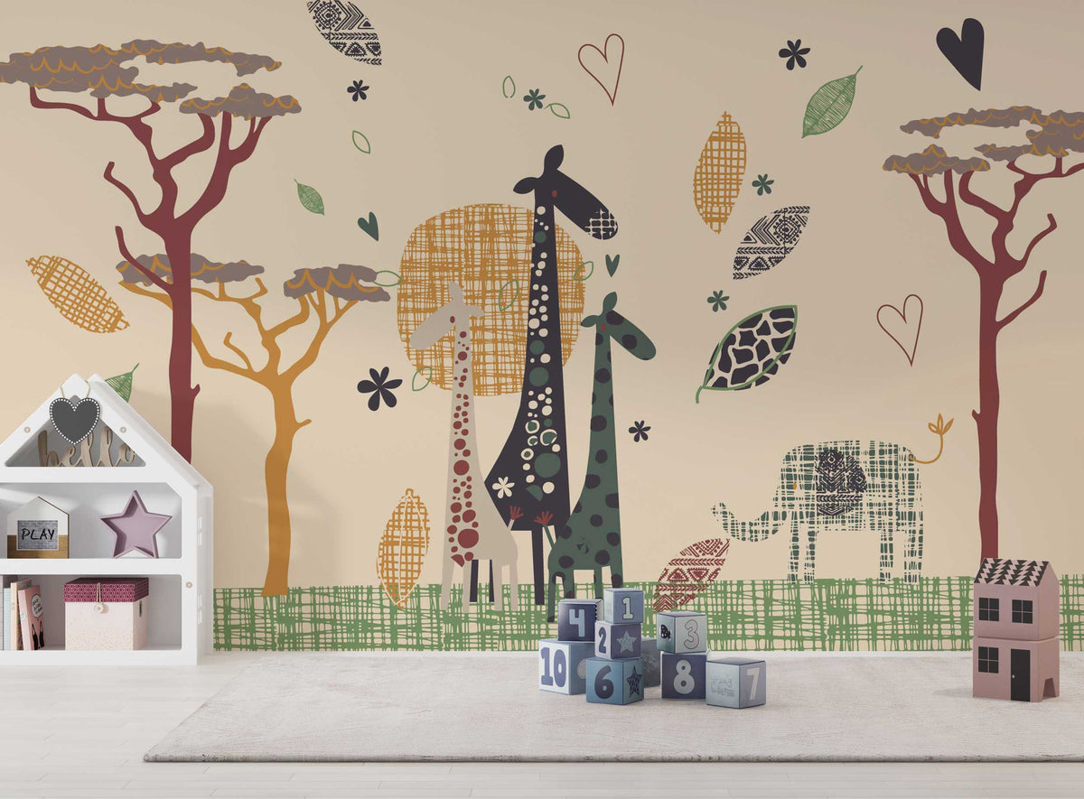 Giraffe Wallpaper Mural: Vibrant & Striking Art for Walls-ChandeliersDecor