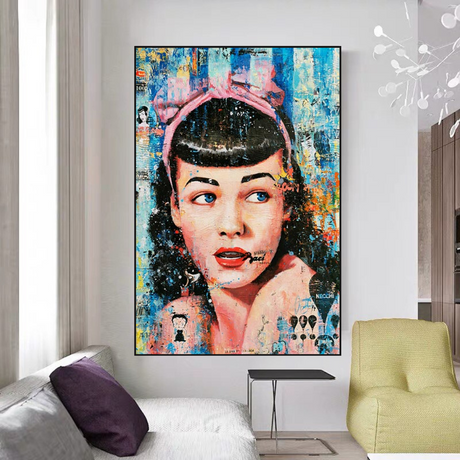 Girl Fashion Wall Art Canvas-ChandeliersDecor