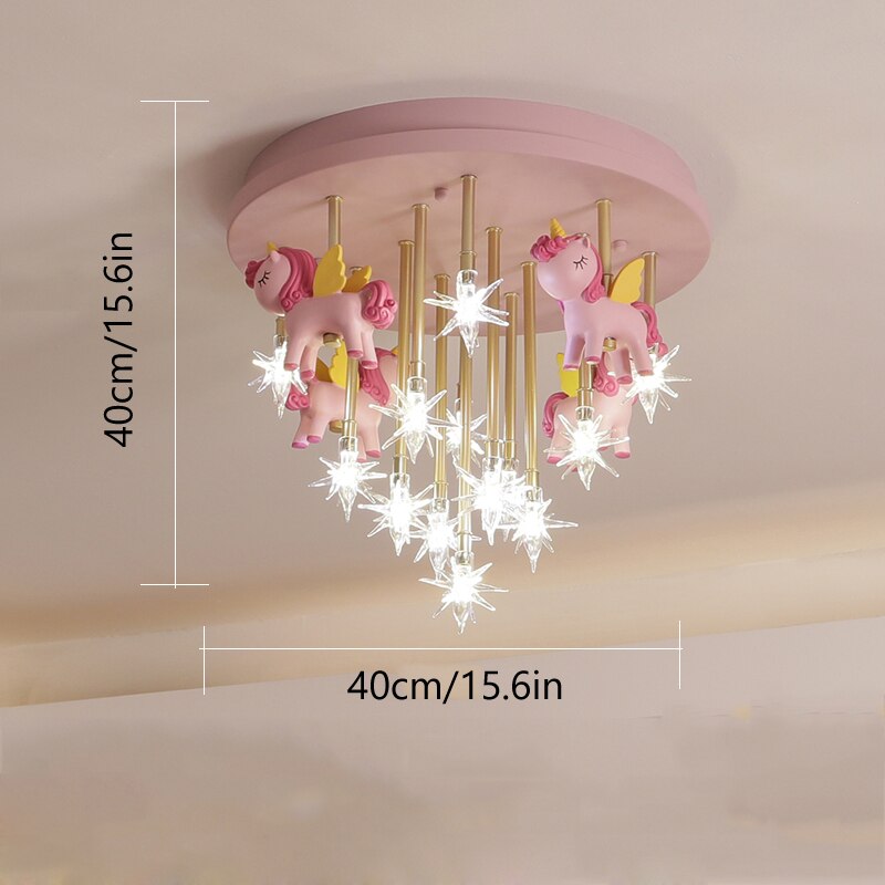 Girls Merry Go Roond Horses Ceiling Light | Kids Room Decor Lights-ChandeliersDecor