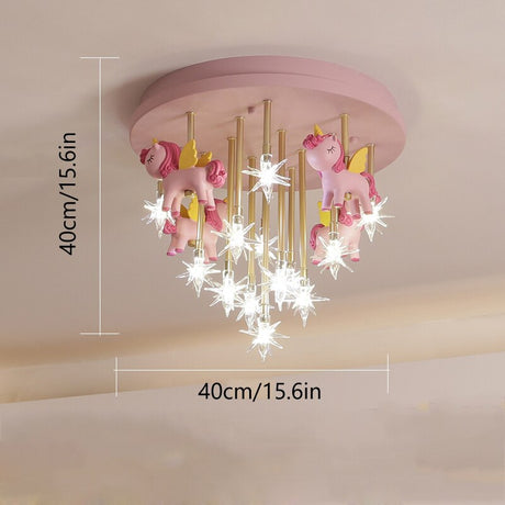 Girls Merry Go Roond Horses Ceiling Light | Kids Room Decor Lights-ChandeliersDecor