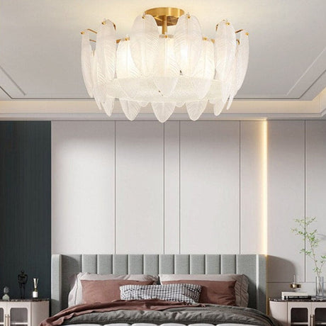 Glass Feather Chandelier: Elegant Lighting Fixture-ChandeliersDecor