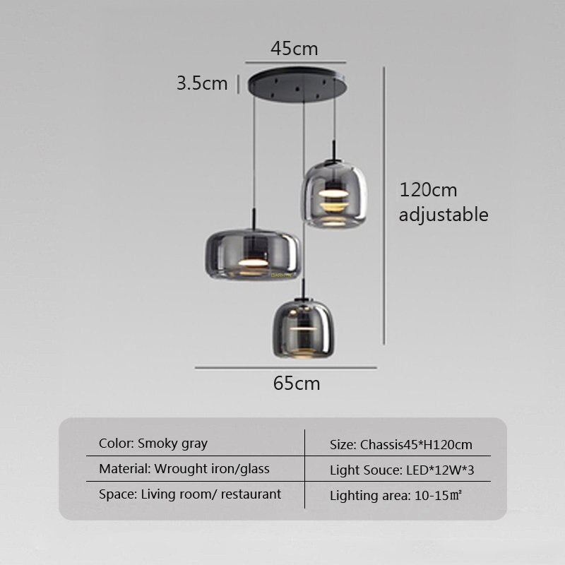 Suspension LED en verre pour salle à manger