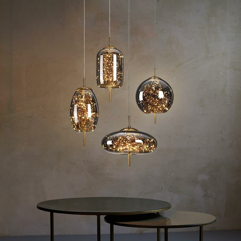 Glass Net Long Line Pendant Chandelier Lights-ChandeliersDecor