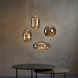 Glass Net Long Line Pendant Chandelier Lights-ChandeliersDecor