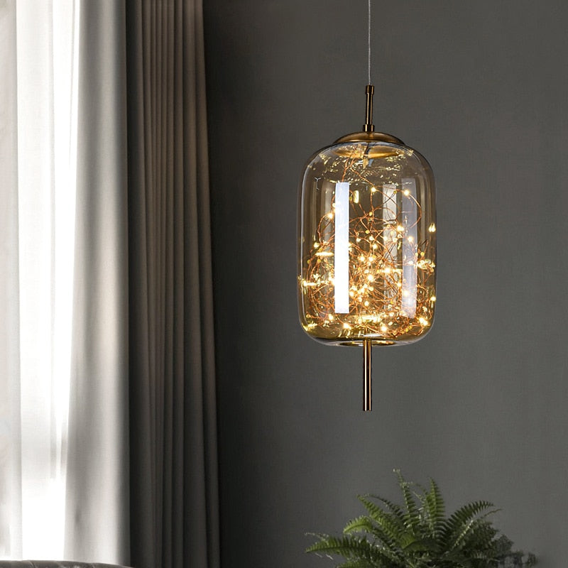 Glass Net Long Line Pendant Chandelier Lights-ChandeliersDecor