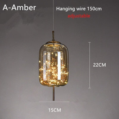 Glass Net Long Line Pendant Chandelier Lights-ChandeliersDecor