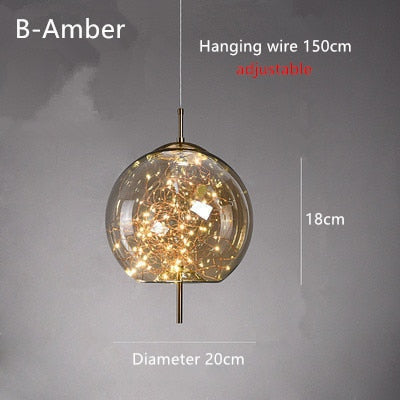 Glass Net Long Line Pendant Chandelier Lights-ChandeliersDecor