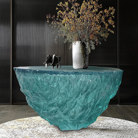 Glass Resin Rocky Glacier Designer Coffee Table-ChandeliersDecor