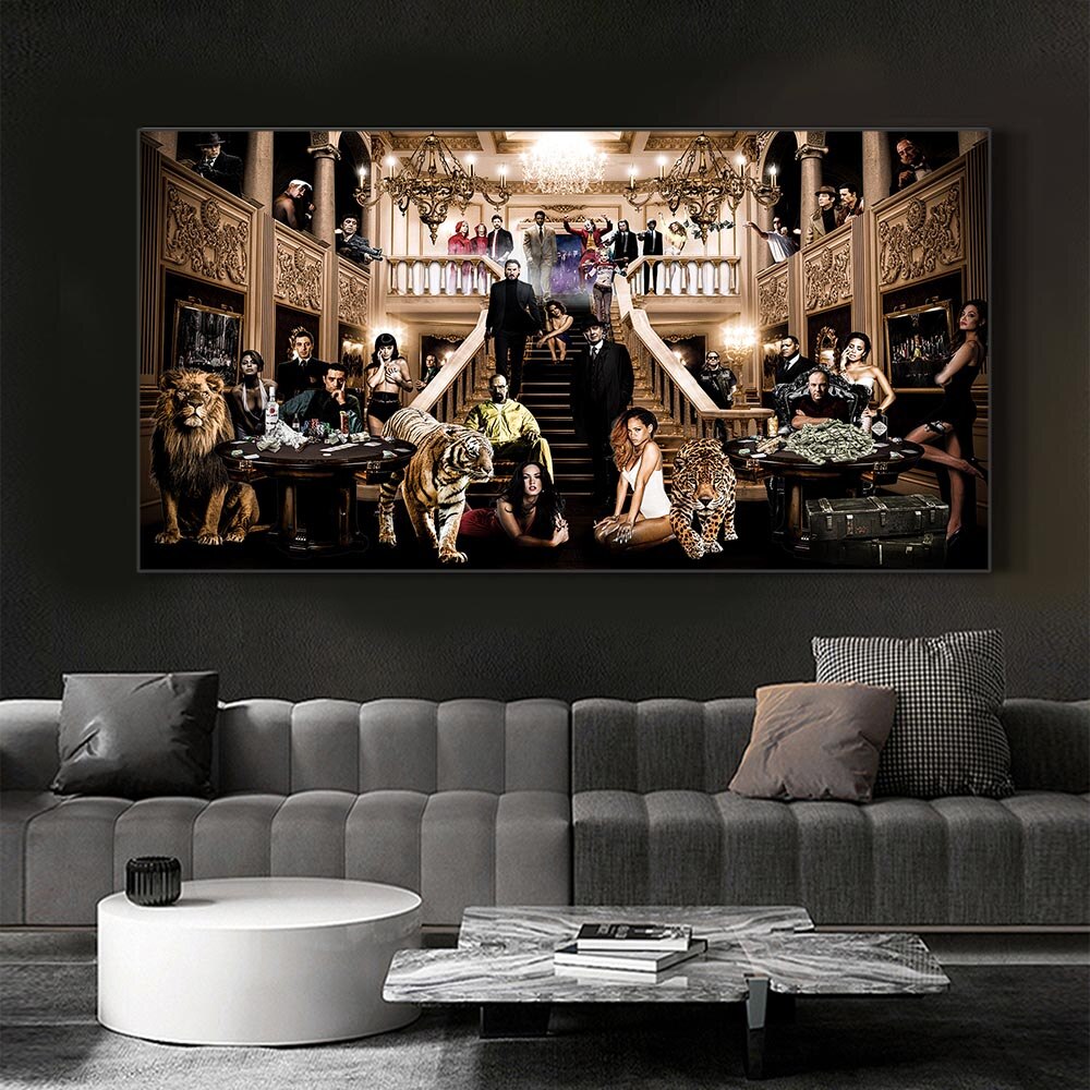 Godfather Scarface Character Canvas Wall Art-ChandeliersDecor