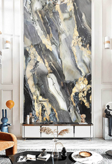 Gold & Black Stone Design - Marble Wallpaper Murals-ChandeliersDecor