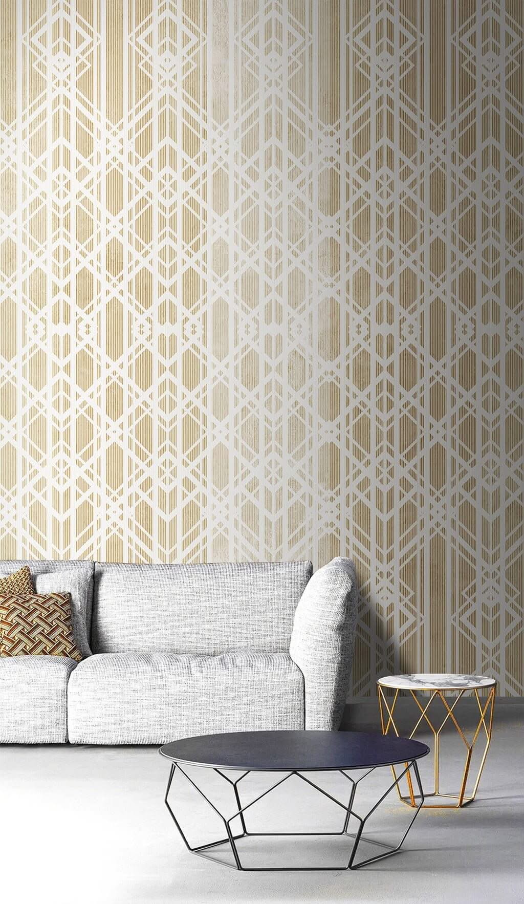 Gold Geometric Elegance Wallpaper Mural-ChandeliersDecor.com